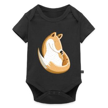 Fuchs Mit Baby I Schwangerschaft I Kinder Geschenk - Baby Premium Kurzarmbody - Schwarz - Vorne