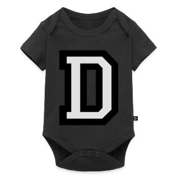 Lettre D en deux couleurs - Body à manches courtes Premium Bébé - noir - Devant