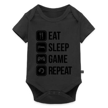 eat sleep game repeat - Baby Premium short-sleeve bodysuit - black - Front