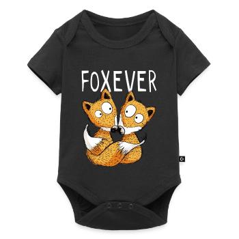 Foxever - Forever - Fuchs - Partnerschaft - Paar - Baby Premium Kurzarmbody - Schwarz - Vorne