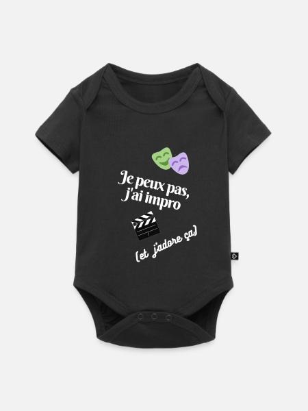 Théâtre d'improvisation, j'adore! - Body à manches courtes Premium Bébé - noir