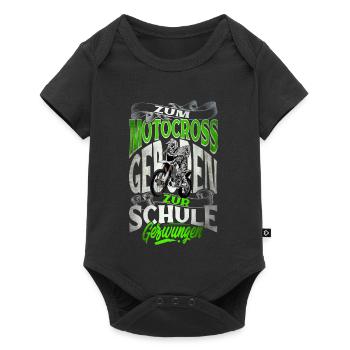 Né au motocross forcé à l'école - Body à manches courtes Premium Bébé - noir - Devant