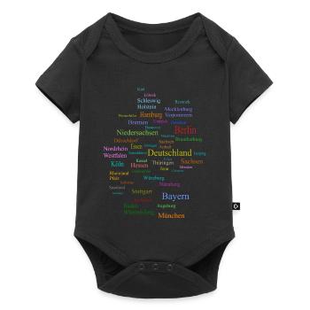 Deutschland Karte - Baby Premium Kurzarmbody - Schwarz - Vorne