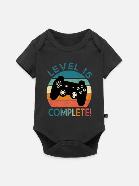 Geburtstag 15 Jahre gamer level 15 geschenk 15 jahre - Baby Premium Kurzarmbody - Schwarz