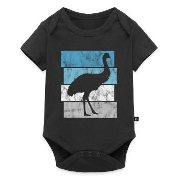 Running Bird Dromaius Retro Ostrich Emu Australia - Baby Premium short-sleeve bodysuit - black - Front