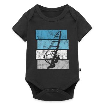 Windsurfing Surfing Retro Windsurfing Windsurfer - Baby Premium short-sleeve bodysuit - black - Front