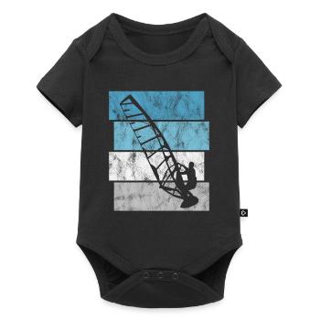 Windsurfer Windsurfing Retro Windsurfing Surfing - Baby Premium short-sleeve bodysuit - black - Front