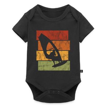 Surfing Windsurfing Windsurfing Retro Windsurfer - Baby Premium short-sleeve bodysuit - black - Front