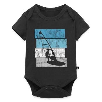 Windsurfer Retro Surfing Windsurfing Windsurfing - Baby Premium short-sleeve bodysuit - black - Front