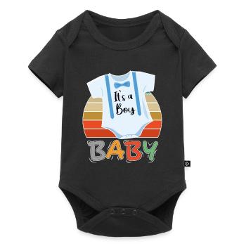 Baby It s a Boy Junge - Baby Premium Kurzarmbody - Schwarz - Vorne