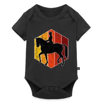Dressage Cavalier de dressage Cheval d’équitation - Body à manches courtes Premium Bébé - noir - Devant