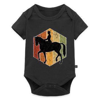 Dressage Cavalier de dressage Cheval d’équitation - Body à manches courtes Premium Bébé - noir - Devant
