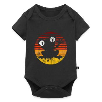 Frosch Frösche Geschenk für Kinder Lustig Witzig - Baby Premium Kurzarmbody - Schwarz - Vorne