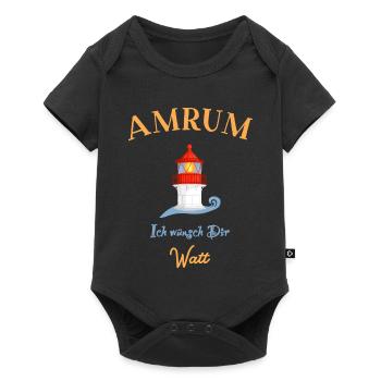 Amrum, Leuchtturm Norddorf, Ich wünsch Dir Watt - Baby Premium Kurzarmbody - Schwarz - Vorne