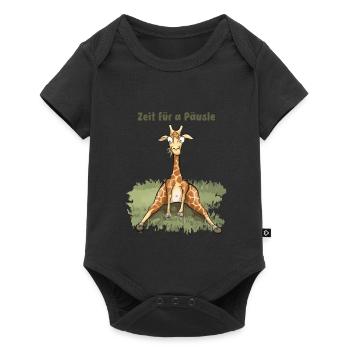 Zeit für a Päusle - Schwäbische Comic Giraffe - Baby Premium Kurzarmbody - Schwarz - Vorne