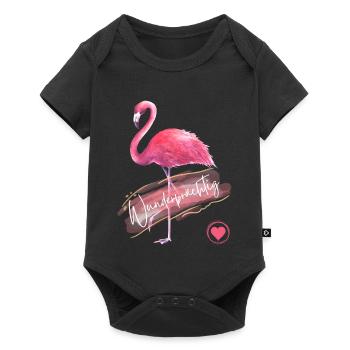 Wunderprächtig - Flamingo pink - Wortschätze - Baby Premium Kurzarmbody - Schwarz - Vorne