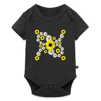blooming daisies blossom with sunflowers floral - Baby Premium short-sleeve bodysuit - black - Front