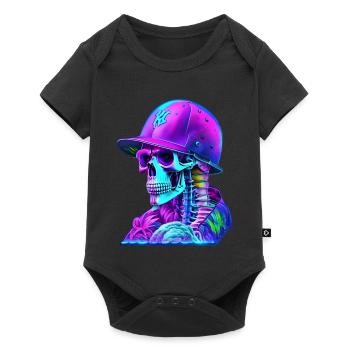 Squelette avec casquette - Body à manches courtes Premium Bébé - noir - Devant
