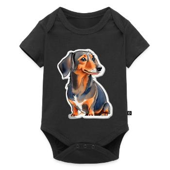 Dackel - Baby Premium Kurzarmbody - Schwarz - Vorne