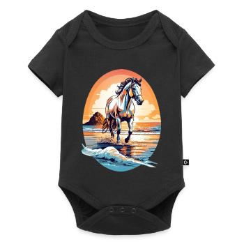 Horse on the beach - Baby Premium short-sleeve bodysuit - black - Front