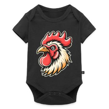 Comic Rooster Head Photorealistic - Baby Premium short-sleeve bodysuit - black - Front