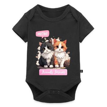 Adorable Cat Duo Friendship Illustration - Baby Premium short-sleeve bodysuit - black - Front