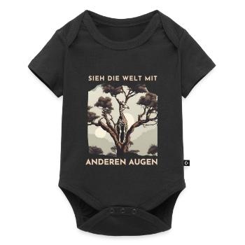 Giraffenblick im Baumdschungel - Baby Premium Kurzarmbody - Schwarz - Vorne