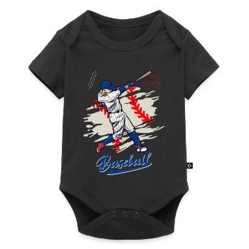 Dynamic Baseball Swing Illustration - Baby Premium short-sleeve bodysuit - black - Front