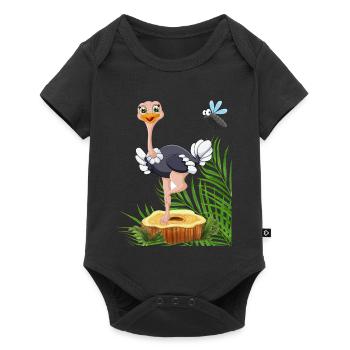Whimsical Stork with Fly and Nature Elements - Baby Premium short-sleeve bodysuit - black - Front