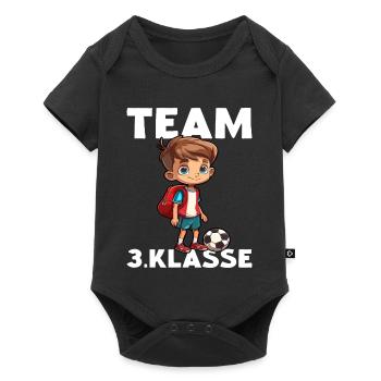 Fußball 3 Klasse Schüler Fußballer Drittklässler - Baby Premium Kurzarmbody - Schwarz - Vorne