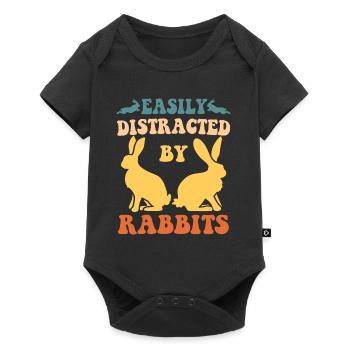 Facilement distrait par les lapins - Body à manches courtes Premium Bébé - noir - Devant