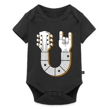 Musikalische Gitarre Handzeichen Illustration - Baby Premium Kurzarmbody - Schwarz - Vorne