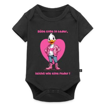 Süße Ente in Leder - Baby Premium Kurzarmbody - Schwarz - Vorne
