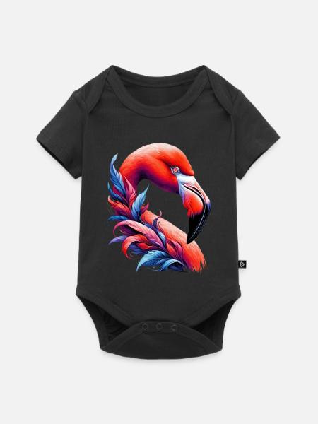 Flamingo - Baby Premium Kurzarmbody - Schwarz