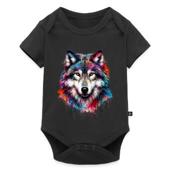 Wolf - Baby Premium short-sleeve bodysuit - black - Front