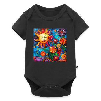 Motif grand soleil - Body à manches courtes Premium Bébé - noir - Devant