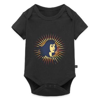 T-Shirt mit Regenbogen Retro,Frau in Sonne - Baby Premium Kurzarmbody - Schwarz - Vorne