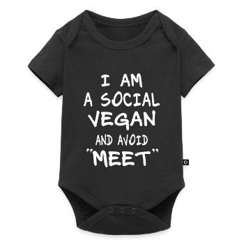 Végétalien social - Body à manches courtes Premium Bébé - noir - Devant