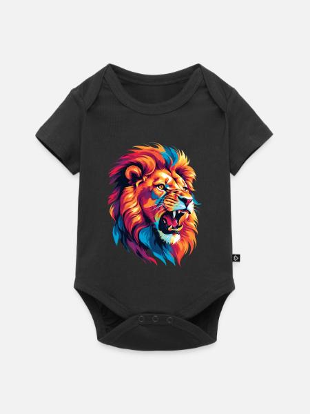 Mehrfarbiger Löwe - Baby Premium Kurzarmbody - Schwarz