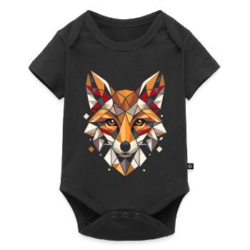 Colorful, geometric fox head polygon motif - Baby Premium short-sleeve bodysuit - black - Front