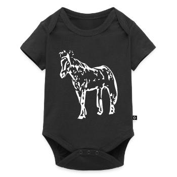 Pferde T-shirt Geschenk Reiter  - Baby Premium Kurzarmbody - Schwarz - Vorne