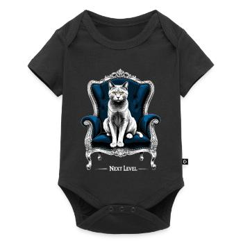 BKH Britisch Kurzhaar Blue Katze Königssessel - Baby Premium Kurzarmbody - Schwarz - Vorne