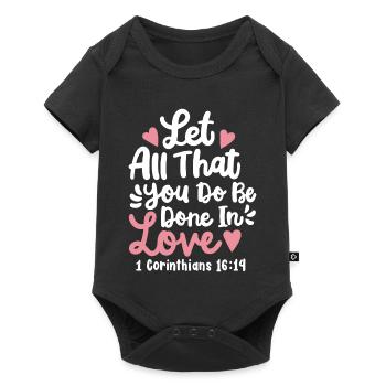 Christlicher Bibelvers Motivierend - Baby Premium Kurzarmbody - Schwarz - Vorne