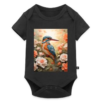 Kingfisher in a sea of flowers - Baby Premium short-sleeve bodysuit - black - Front