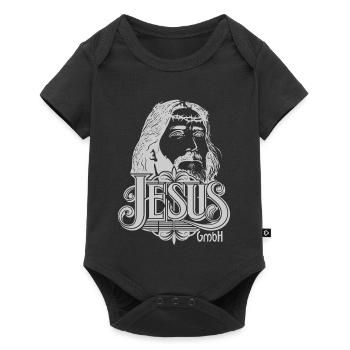 Jesus Kopf hellgrau - Baby Premium Kurzarmbody - Schwarz - Vorne