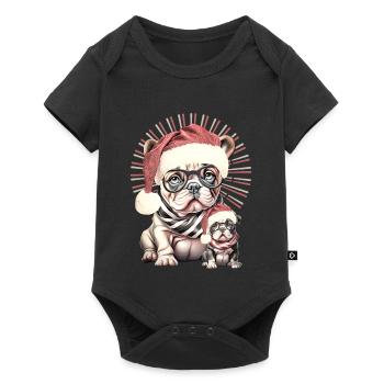 Weihnachts Bulldogge Duo - Baby Premium Kurzarmbody - Schwarz - Vorne