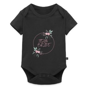 Équipe de la mariée cercle rose fleurs uni - Body à manches courtes Premium Bébé - noir - Devant
