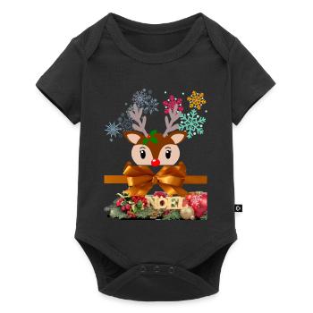 Renne de Noël enjoué - Body à manches courtes Premium Bébé - noir - Devant