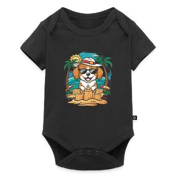 Niedlicher Lhasa Apso Cartoon im Urlaubsmotiv - Baby Premium Kurzarmbody - Schwarz - Vorne