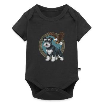 Miniature Schnauzer with majestic bald eagle - Baby Premium short-sleeve bodysuit - black - Front